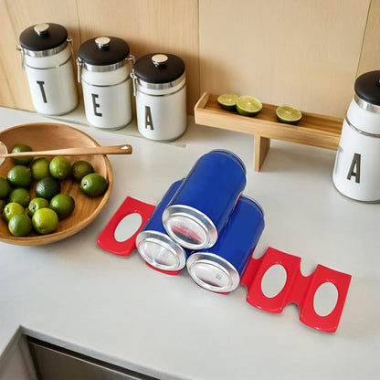 Garneck 2pcs Foldable Silicone Bottle and Can Stacker Mat Non-slip Fridge Beverage Organizer for Pantry Countertop Cabinet Space-saving Horizontal Beverage Storage Rack Compatible with