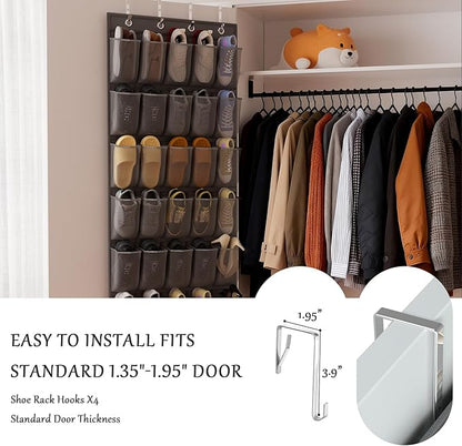 homyfort Over the Door Shoe Organizer, 40 Large Breathable Mesh Pocket,Space Saving Hanging Shoe Rack,Shoe Storage Holder for Entryway Bedroom Closet