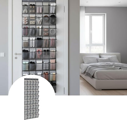 Over the Door Shoe Organizer for Bedroom Door with Multiple Pockets - Hanging Shoe Storage Bag Caddy