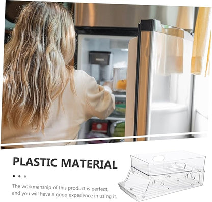 Cabilock Double Layer Rolling Soda Can Dispenser Transparent Fridge Organizer Multi-Functional Beverage Holder for Kitchen Office and Pantry Storage
