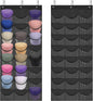 BiCINE Hat Rack for Baseball Caps, 24 Pocket Over the Door Hat Organizer with 3 Hooks, Hat Holder for Door with Large Clear Pockets, Hat Storage to Protect and Display, Black - 1 Pack