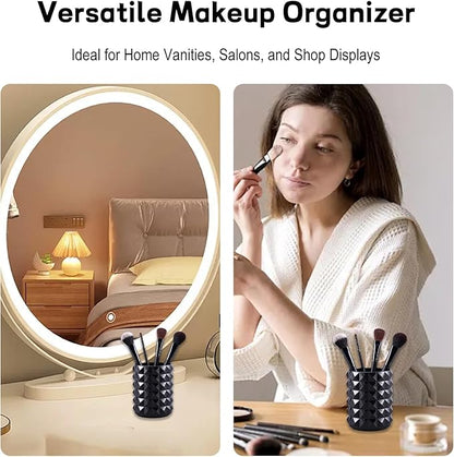 Acrylic Makeup Brush Holder, Black Pen Holder, Clear Cosmetics Brushes Cup Storage Solution, Round Hair Brush Organizer, Vanity Desk Decor