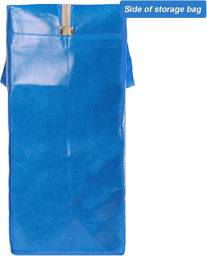 98L Extra Large Storage Bags,Waterproof Dust Resistant Reusable Double Zipper Bag,For Moving House Clothing, Wardrobe storage, toys, laundry, bedding (Blue)