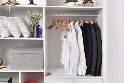 Quality Wooden Hangers - Slightly Curved Hanger 30-Pack Sets - Solid Wood Coat Hangers with Stylish Chrome Hooks - Heavy-Duty Clothes, Jacket, Shirt, Pants, Suit Hangers (Natural, 30), 17.5 inch