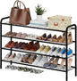 viewcare Long Shoe Rack for Closet, 4-Tier Extra Long Shoe Rack for Entryway & Garage, Black Shoe Organizer Holds 20-23 Pairs, Sturdy Metal Construction