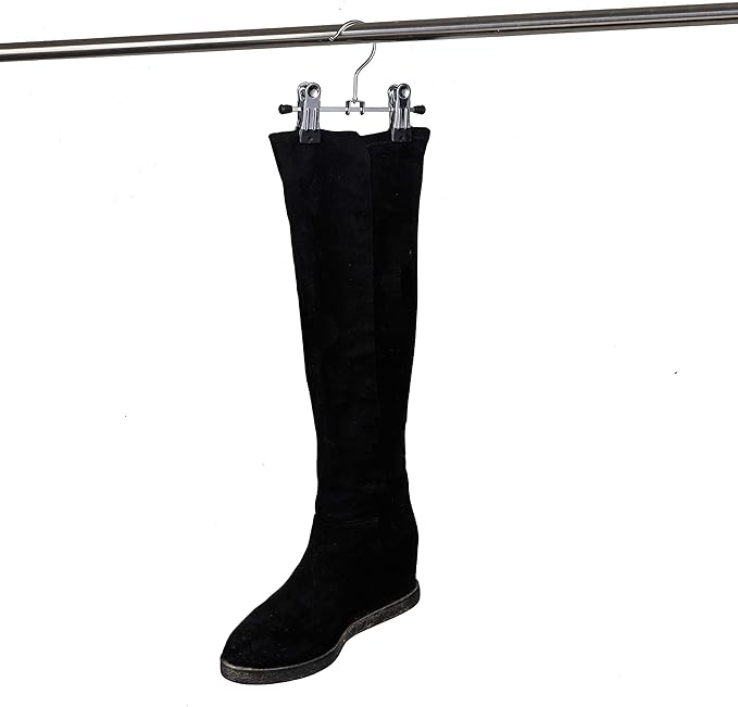Amber Home 20 Pack 6" Metal Boots Hangers with 2 Adjustable Clips, Portable Multifunctional Hangers Space Saving for Socks Hats Towels Bags, Clips Hanger for Pet Clothes and Traveling (20 Pack)