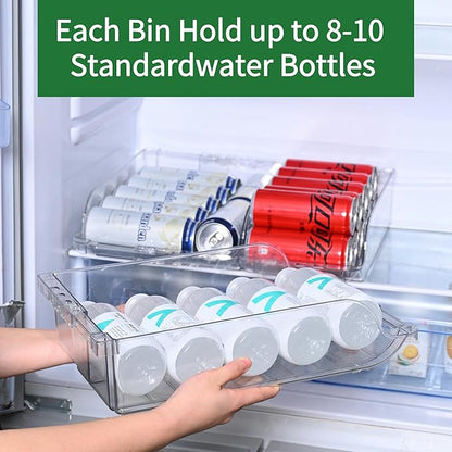 Adjustable Soda Can Dispenser for Refrigerator –Expandable Width PET Drink Organizer, Stackable Space-Saving Fridge Organizer for Cans & Bottles – 2 Pack
