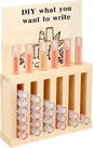 Yalikop 6 Slot Wooden Lipsticks Holder with DIY Wood Cardboard 0.7 Inch Lip Balm Tube Holder Lip Gloss Organizer Display Wood Lipsticks Tube Tower Organizer for Market Craft Booth Room Display