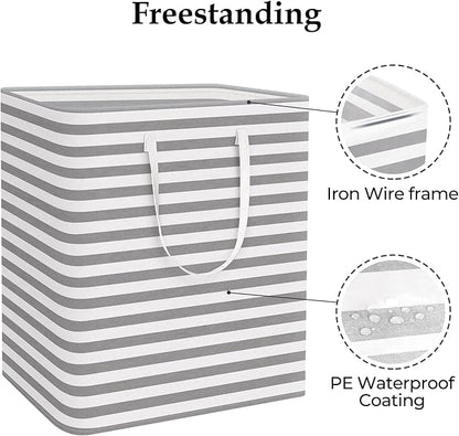 StorageRight Laundry Basket Hamper Large Collapsible Laundry Hamper with Easy Carry Handles，Freestanding Clothes Hampers for Laundry, Bedroom, Dorm, Clothes, Towels, 100L, Grey