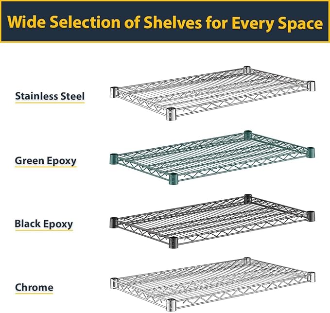 2 Pack Green Additional Wire Shelf for 18" x 30" Shelving Units, Replacement Shelves for Wire Rack