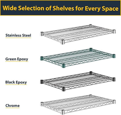 2 Pack Green Additional Wire Shelf for 24"x30" NSF Shelving Units, Replacement Shelves for Wire Rack