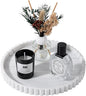 Round Bathroom Tray Silicone Kitchen Counter Decor Vanity Organizer Decorative Coffee Table Tray for Perfume, Candle, Soap Dish, 9 Inch, Marble