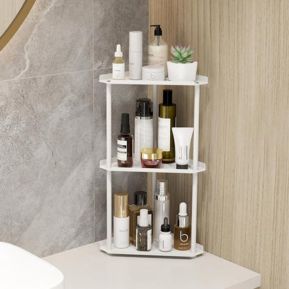 Jesginboo 3 Tier Bathroom Counter Organizer, Vanity Organizer Corner Shelf, Skincare, Makeup Countertop Organizers, Kitchen, Bathroom Counter Storage, White