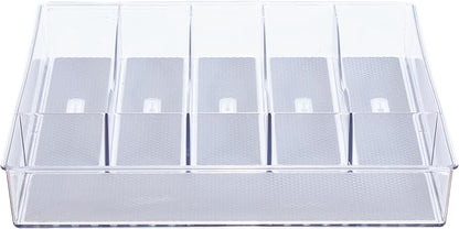 Glad Silverware & Utensil Drawer Organizer - Divided Clear Plastic Storage Tray with 6 Compartments for Kitchen Flatware and Cutlery - BPA Free, Food Safe, Non Slip, 12x15 inches