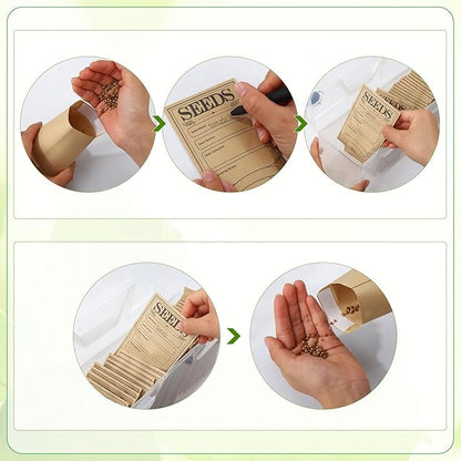 Plastic Clear Seed Storage Organizer Box with Handle, 1 Seed Saving Packet Container Box with 200 Envelopes and 50 Stickers for Plant Flower Vegetable Garden Lover Gifts