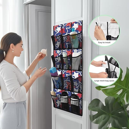 ZUXONGSY12 Pockets Behind Door Organizer American Star Over The Door Shoe Organizer Multi-Funtion Wall Hanging Storage for Living Room 4th of July Shoe Holder Hanger