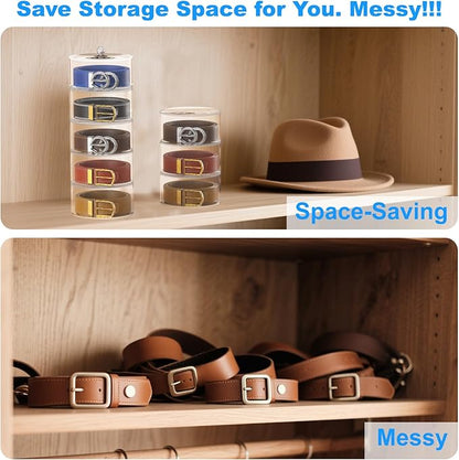 Belt Organizer, 5-Tier Acrylic Belt Storage & Holder for Closet - Clear Jewelry Organizer Case, Space Saving Display for Belts, Ties