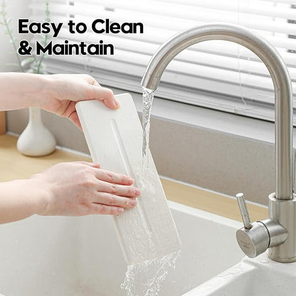2 Pack Diatomite Stone Sink Tray, Water Absorbing Mat for Kitchen & Bathroom Counter, Quick Dry Soap Dish Makeup Vanity Caddy,Sponge Holder Organizer, White - 2pcs of 9"x 3.5"