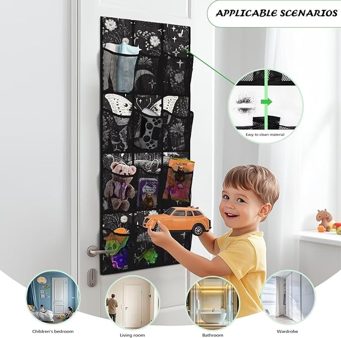 White Butterfly Hanging Shelves Over the Door Organizer Storage for Closet with 12 Pockets,Nursery Organization,Over The Door Organizer,Organizer for Bedroom Bathroom,Kitchen
