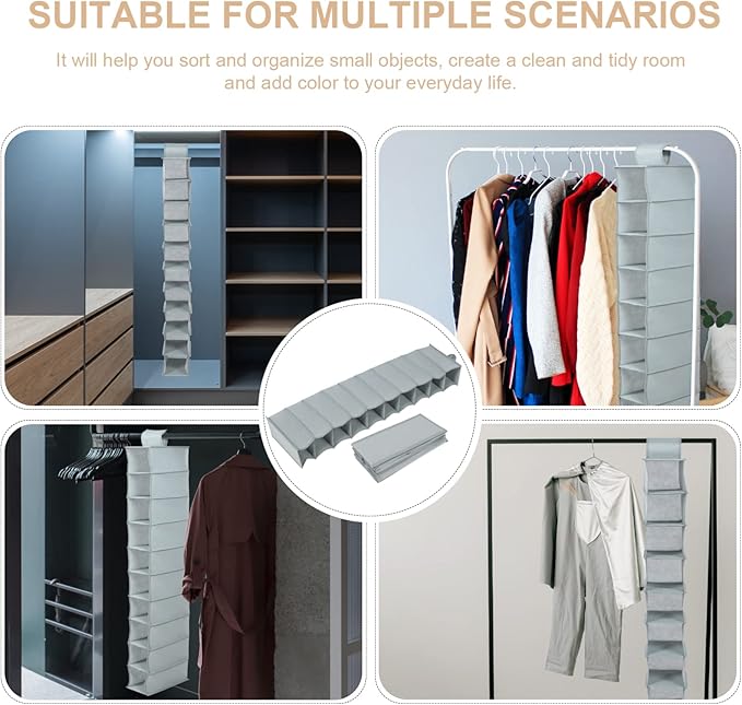 Happyyami Multi Function Hanging Storage Bag Portable Ten Layer Closet Organizer for Shoes Foldable Design Household Pocket Pouch for Items Space Saving