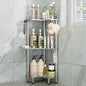 Consumest Corner Shower Caddy Standing - 3-Tier Stainless Steel Shower Organizer with Soap Holder and 4 Hooks, Large Capacity Corner Shelf Stand for Bathroom, Rest Room, Silver