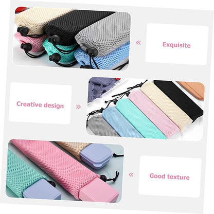 6pcs Portable Travel Utensil Bag Mesh Drawstring Case for Flatware Tableware Outdoor Camping Picnics Bbqs Everyday Use