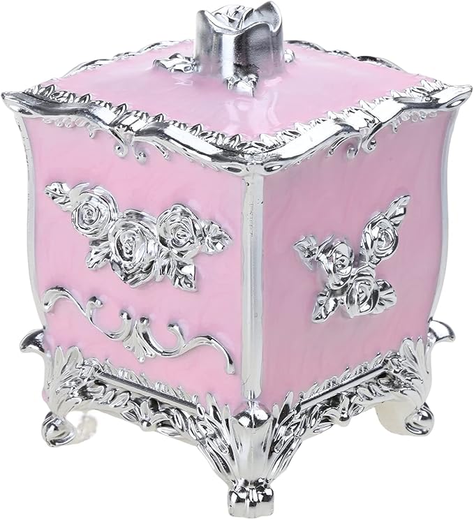 Cotton Canister Dispenser Box Cotton Swab Storage Box With Lid Makeup Table Cosmetics Containers, silver