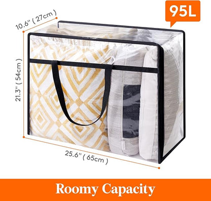 Lifewit 4 Pack Clear Clothes Storage Bags, 95L Plastic Blanket Storage Bag, Vinyl Foldable Moving Bags with Zipper, Closet Organizers and Storage Containers for Bedding, Duvet, Comforter