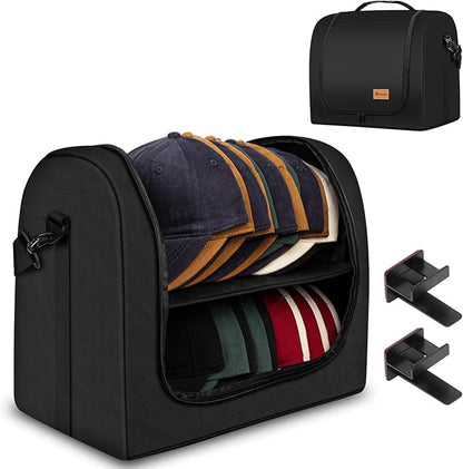 Samplife Baseball Cap Organizer Carrier, Hat Bag for Travel and Moving, Cap Traveling Case for Men, Portable Hat Storage box holder for 28 Caps Perfect for Home & On-the-Go (Black)