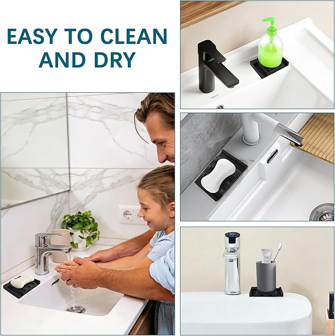 Silicone Soap Dish,Self Draining Soap Holder Perfect for Shower,Bathroom Sink,Kitchen Sink & Travel,Non-Slip Bar Soap Holder Extend Soap Life,Keep Soap Bars Dry & Easy Cleaning NBlack-1Pcs