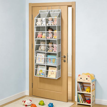 Widousy Heavy Duty Over The Door Organizer, 5-Tier Extra Large Behind Door Storage with 10 Big Front & 10 Mesh Pockets, 80lb Weight Capacity, Hanging Storage for Toys, Diapers, Shoes, Clothes