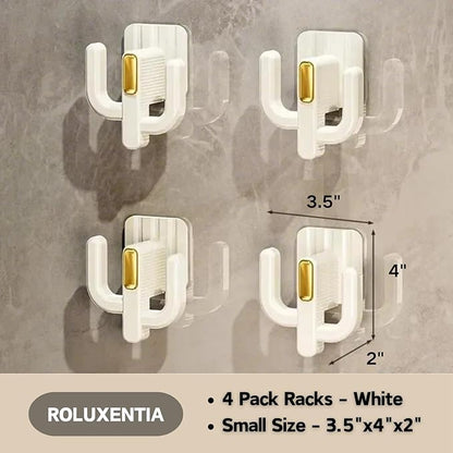 4 Pack Wall Mounted Shoe Rack - Premium Hanging Shoe Organizer Shelf with Sticky Hanging Mounts, Door Shoe Hangers with Hooks for Slippers Storage, White