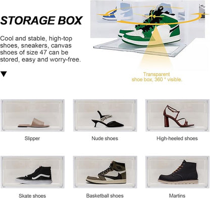 Luxshiny Creative Plastic Shoe Storage Box 34x18x25cm Dustproof Shoe Organizer with Side Opening Door for Home Closet Large Capacity