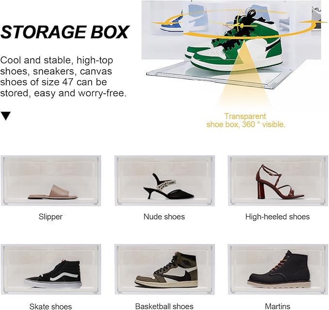 Ciieeo Creative Plastic Shoe Box with Side-opening Lid, Large Capacity 34x18x25cm Dustproof and Anti-oxidation Shoe Storage Organizer for Home and Entryway