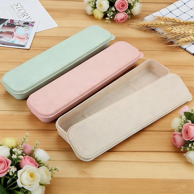 Travel Cutlery Case Portable Utensil Holder Travel Silverware Case Flatware Storage Box Camping Utensils Cases for Fork Spoon Chopsticks Lunch Box, 8.26 x 2.1 Inches (Multi, Small)