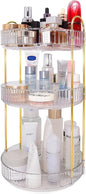 Skincare Organizers 360 Rotating, 3 Tier Round Makeup Organizer Countertop,Holder Rack Large Spinning Cosmetics Display Cases, Perfume Beauty Storage for Vanity, Countertop, Bathroom(White-3 Tier)