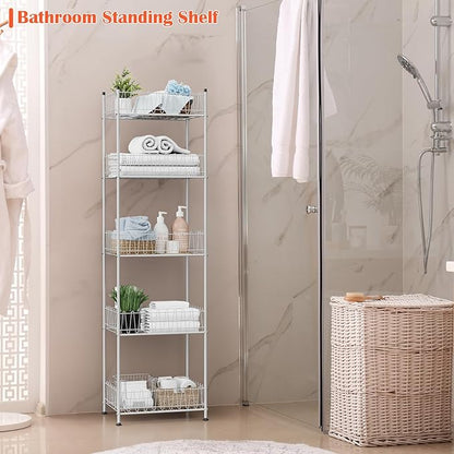 smusei 5 Tier Water Bottle Storage Rack Metal Bottled Water Organizer for Floor Beverage Holder Stand for Floor, Drink Shelf for Kitchen Living Room, Space Saver