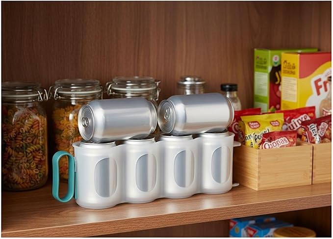 Stacking Can Dispenser for Fridge, Vertical Soda Organizer Rack to Maximize Shelf Space, Slim PP Plastic Storage Holder for Pantry & Kitchen