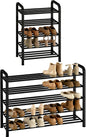 STORAGE MANIAC 5-Tier Expandable Shoe Rack, 20 Pairs Adjustable Shoe Shelf for Closet, Entryway, Hallway, Garage, Dorm, Heavy-Duty Metal Shoe Organizer for Small Space, Black
