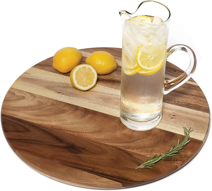 Lipper International 1200 Acacia Natural Finish Grand 20" Turntable Lazy Susan for Table - Convenient & Stylish Acacia Wood Design for Family Dining, Pantry, Counter or Craft Room