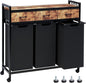 Timberer Laundry Hamper, Laundry Sorter 3 Section, Rolling Laundry Basket with Wheels, 3 Drawers, 3 × 14.5 Gal (55 L), Pull-Out and Removable Oxford Fabric Bags, Black and Rustic Brown