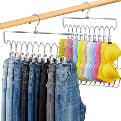 Pants Hangers Space Saving with Clips,Closet Organizers and Storage,20 Non-Slip Rubber Clips Metal Legging Organizer for Jeans Skirt Home Essentials,Dorm Room Essentials for College Students Girls Guy