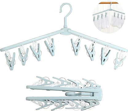 Collapsible Travel Shorts Skirt Shirt Socks Hangers with Clips Foldable Pants Clothes Plastic Suit Hangers Non Slip Closet Blue Organizer Retail Displays