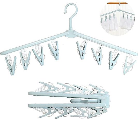 Collapsible Travel Shorts Skirt Shirt Socks Hangers with Clips Foldable Pants Clothes Plastic Suit Hangers Non Slip Closet Blue Organizer Retail Displays