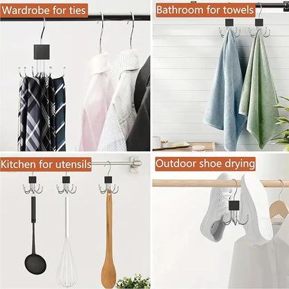 SODOI 4 Pack Multi-Functional Rotating Hook and Clothing Rack Saves Space in Your Closet, Suitable for Hats, Belts, Bags, Ties, and Vests