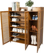 Bamboo Shoe Cabinet 7 Tier Free Standing Shoe Storage Cabinet Shoe Organizers Shoe Storage Cabinet with Door for Entryway Hallway Living Room Bedroom (7 Tier)