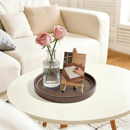 2 Pack 9" Bathroom and Vanity Tray, ABS Bathroom Counter Organizer, Coffee Table Decor for Perfume, Candles, Keys &More. Kitchen Countertop Organizer, Decorative Tray Soap Holder, Brown