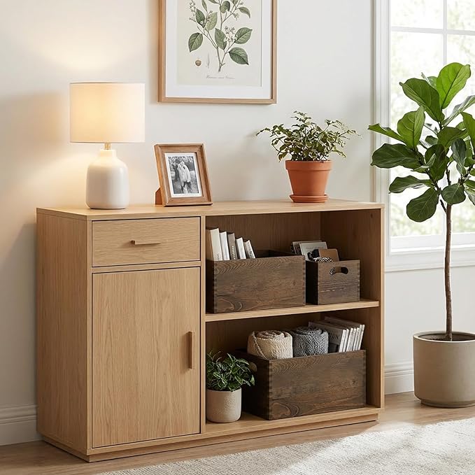 Hedume Set of 3 Nesting Wooden Crates, Wood Crate Box with Handle, Rustic Brown Decorative Wood Storage Crates Container, Stackable Cube Basket Bins Organizer for Home, Office, Closet, Shelf