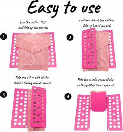 Toddler Shirt Folding Board (Ages 1–7) – Build Independence & Fine Motor Skills, Mini Kids Clothes Folding Board & Shirt Folder, Portable Laundry Organizer for Small Sizes (Magenta)