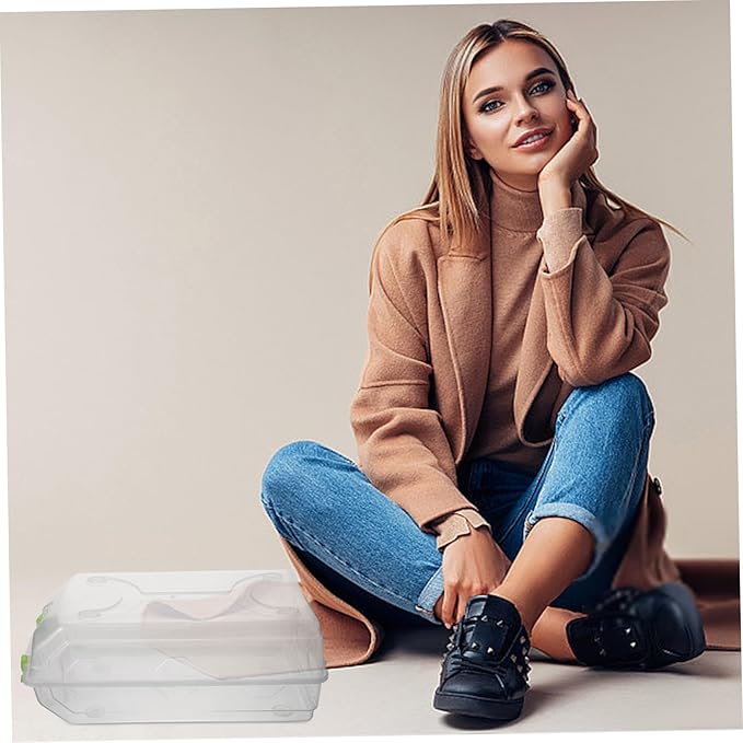 Shoe Storage Box 22x13x37cm Stackable Plastic Shoe Organizer Lid for Sneakers and Boots for Closet and Home Use